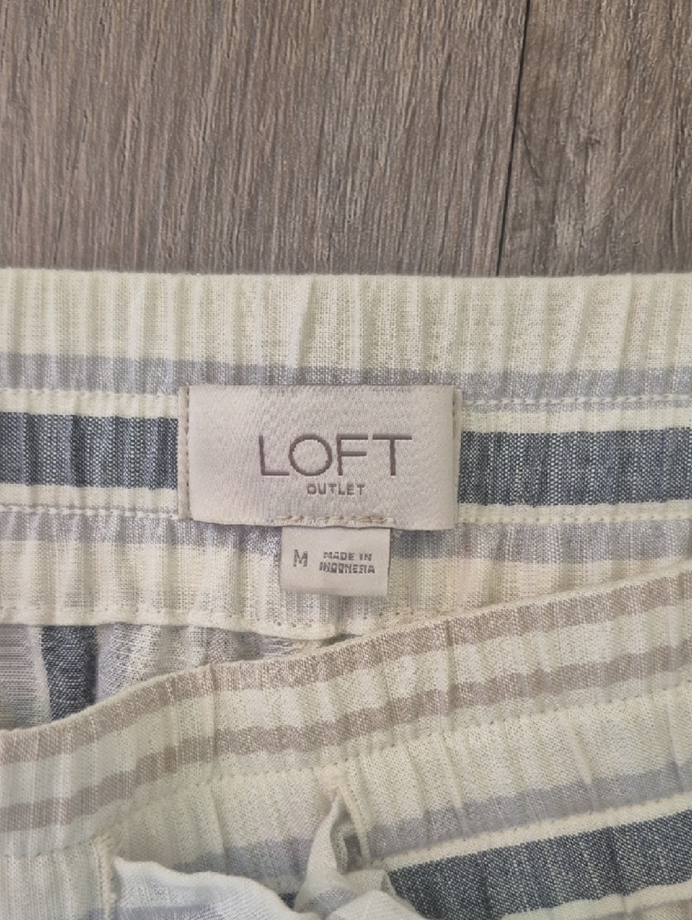 LOFT Striped Wide-Leg Pants in Cream and Blue - Picture 2 of 2